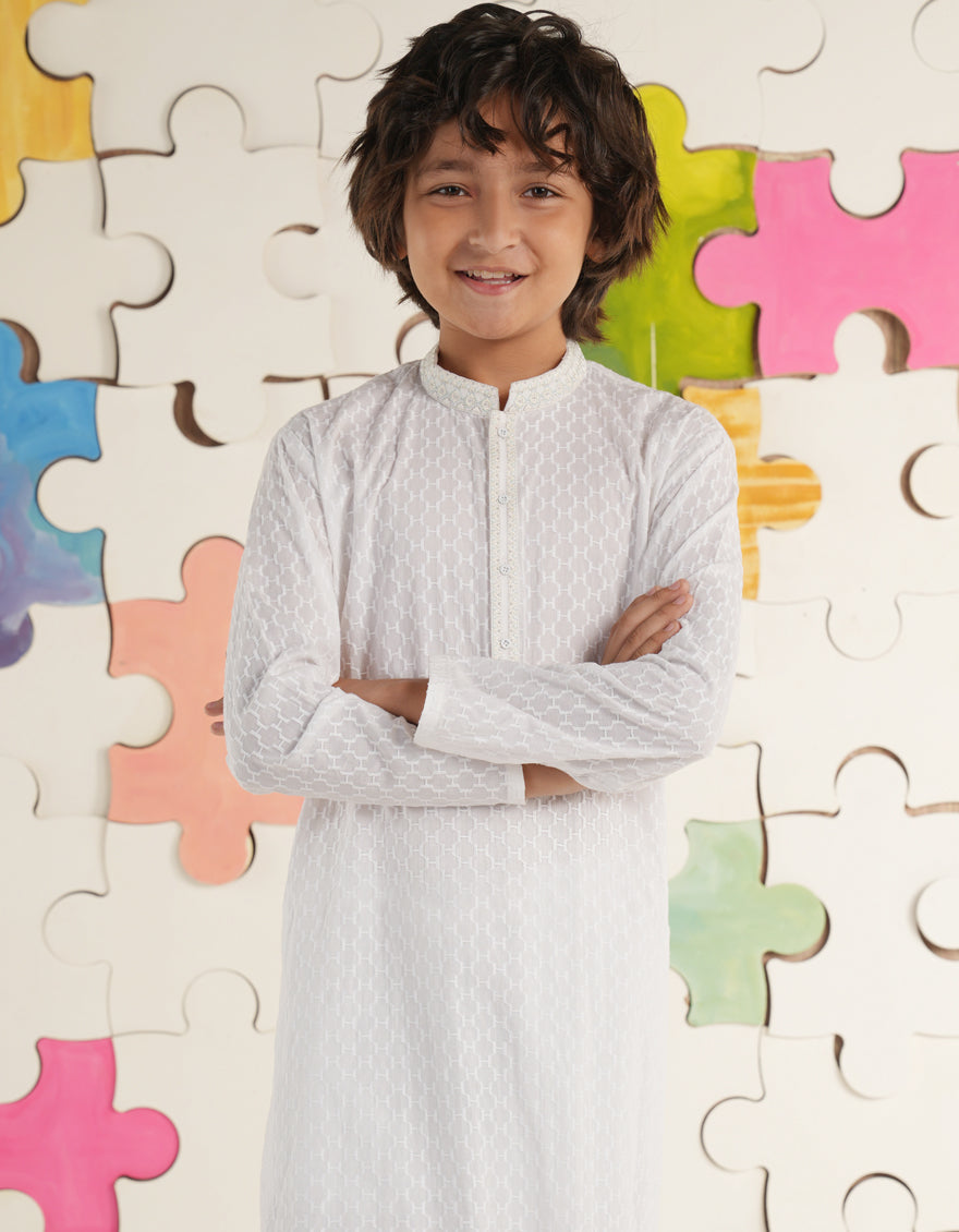 Cotton White Kurta - J. Junaid Jamshed