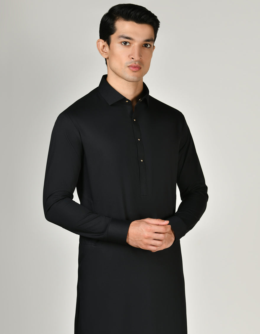 Blended Black Shalwar Kameez - J. Junaid Jamshed