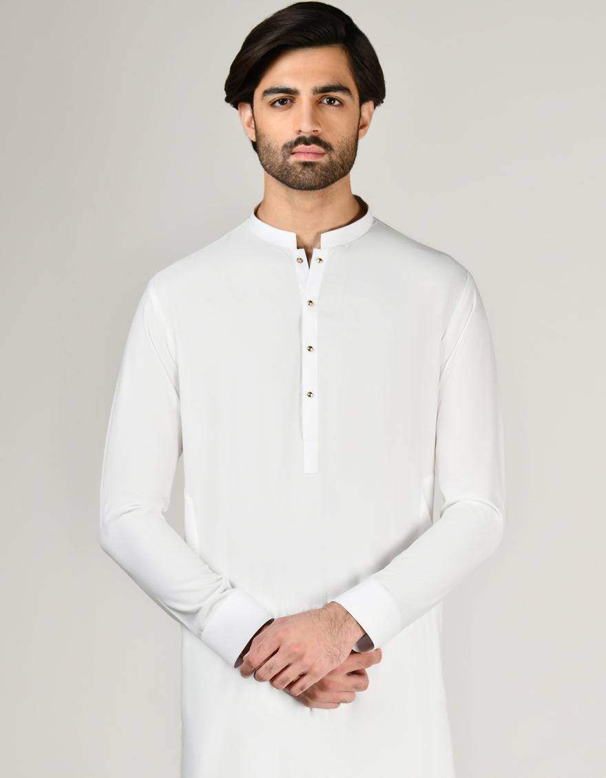 Blended White Shalwar Kameez - J. Junaid Jamshed