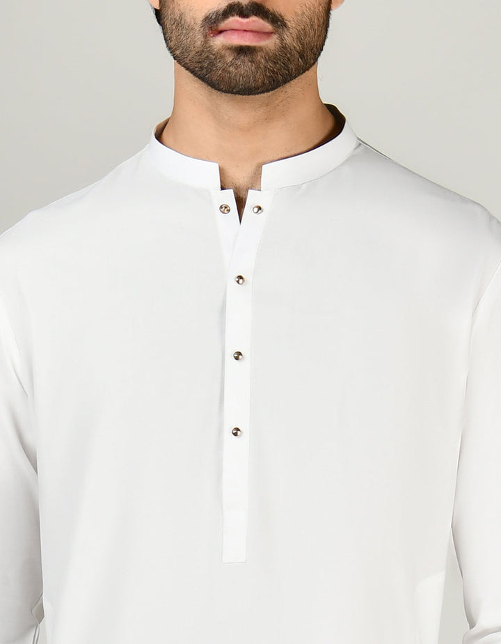Blended White Shalwar Kameez - J. Junaid Jamshed