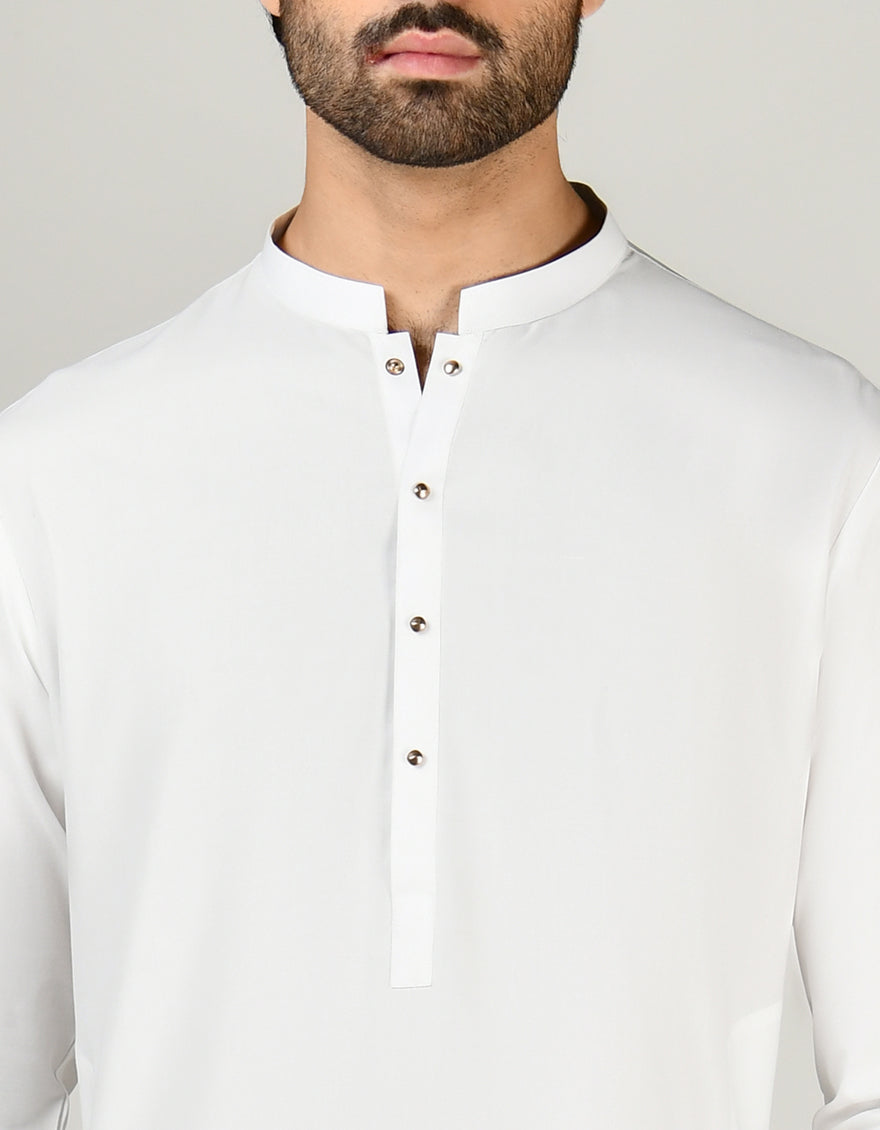 Blended White Shalwar Kameez - J. Junaid Jamshed