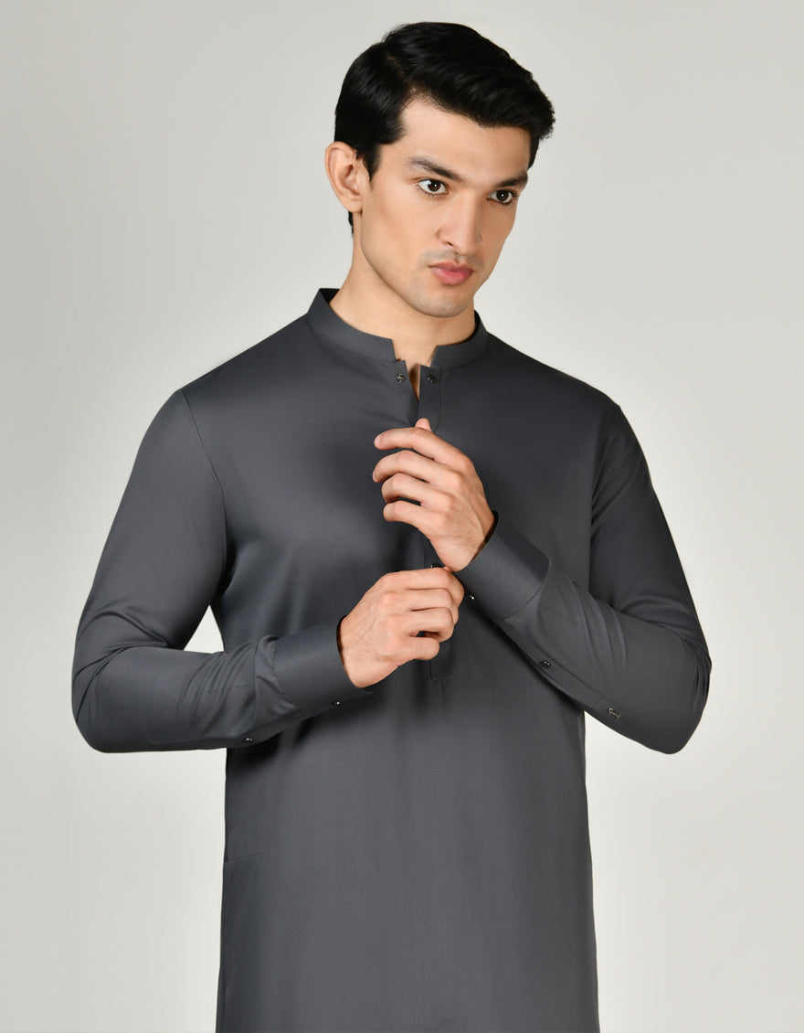 Blended Grey Shalwar Kameez - J. Junaid Jamshed