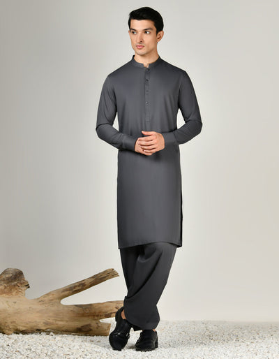 Blended Grey Shalwar Kameez - J. Junaid Jamshed