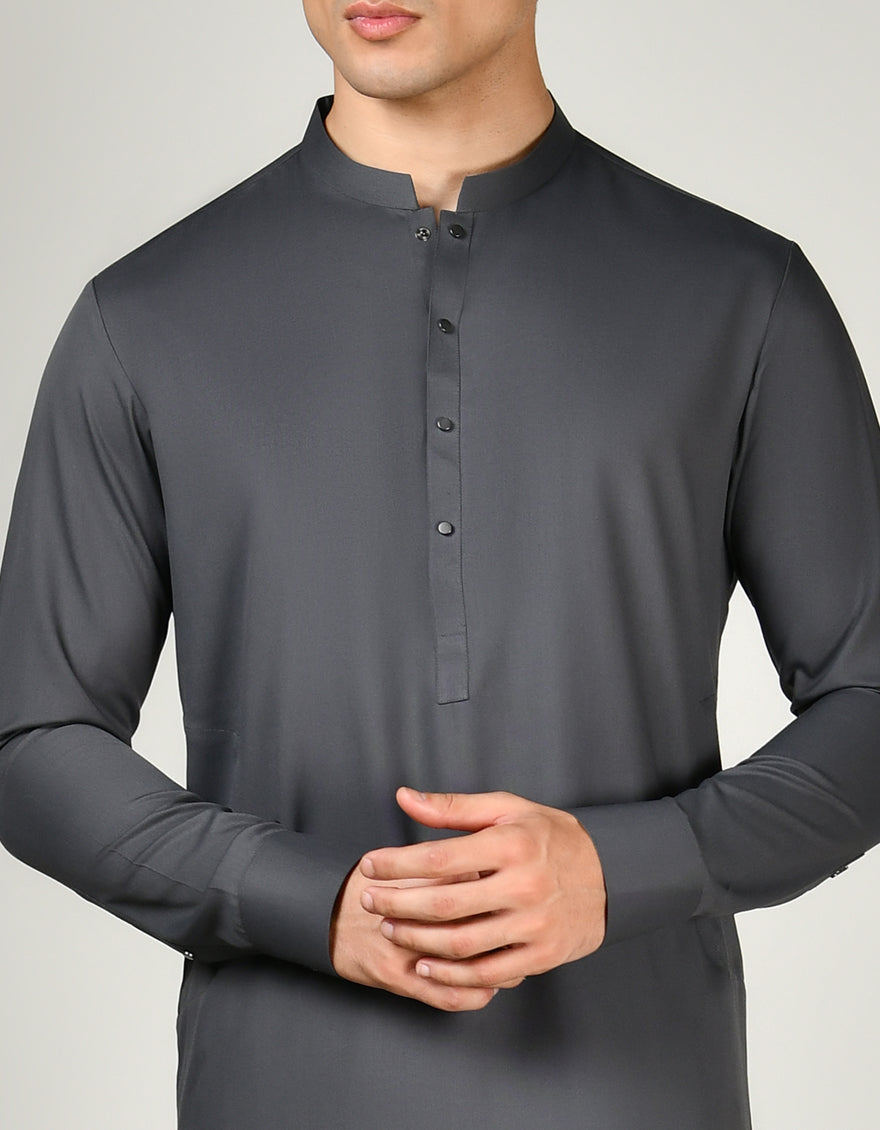 Blended Grey Shalwar Kameez - J. Junaid Jamshed