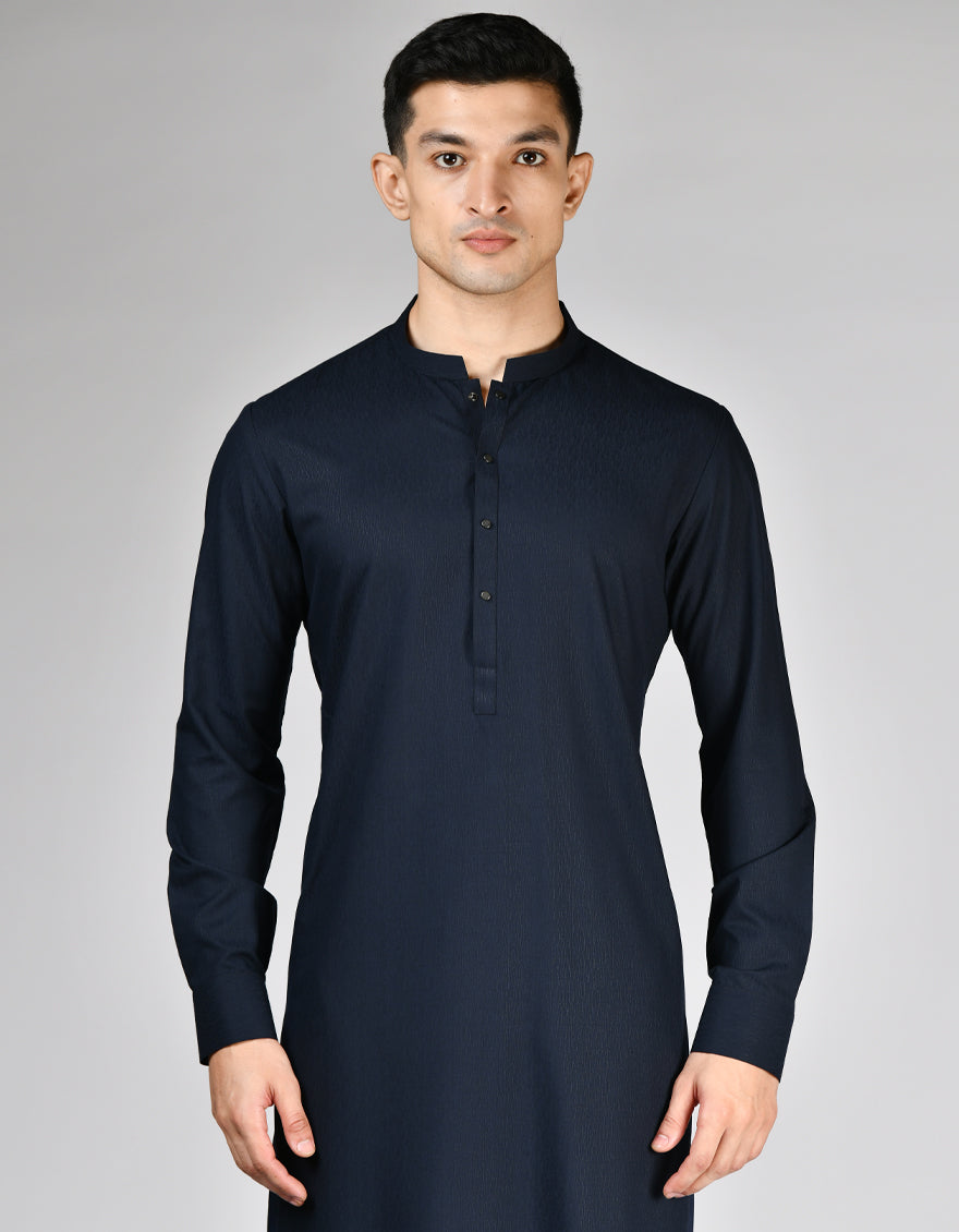 Blended Navy Kurta Trouser- J. Junaid Jamshed