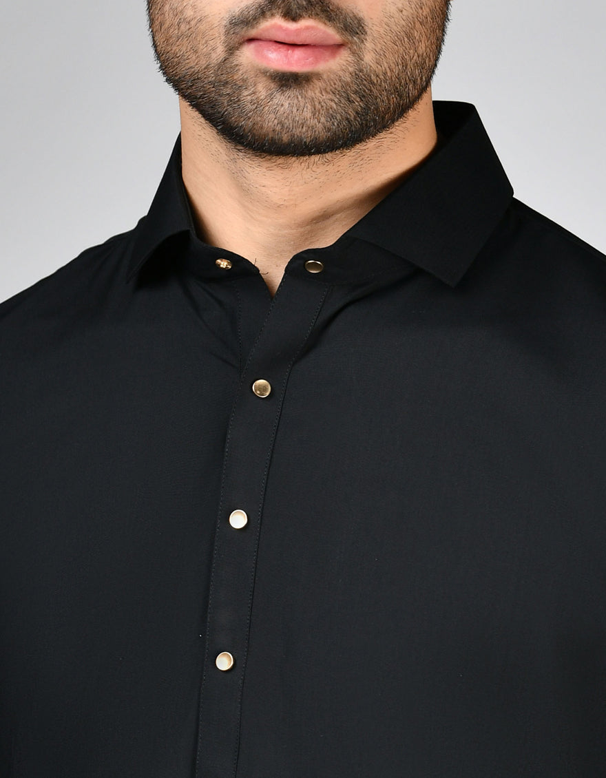 Blended Black Kurta Trouser - J. Junaid Jamshed