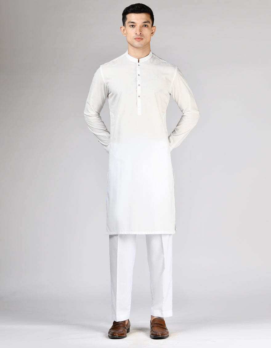 Blended Off White Kurta Trouser- J. Junaid Jamshed