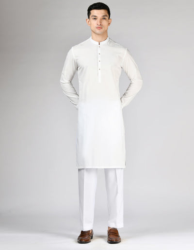 Blended Off White Kurta Trouser- J. Junaid Jamshed