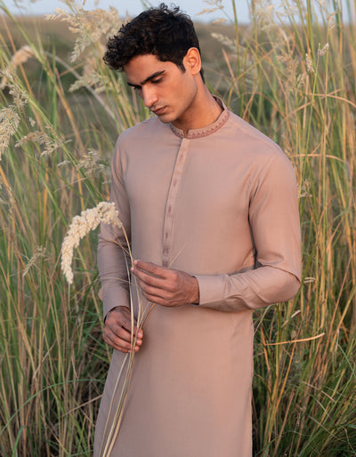 Blended Brown Shalwar Kameez - J. Junaid Jamshed