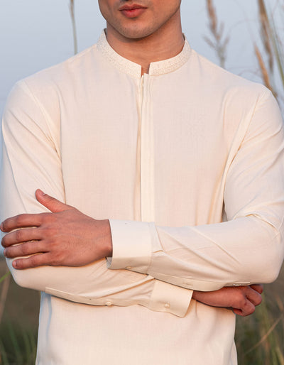 Blended White Shalwar Kameez - J. Junaid Jamshed