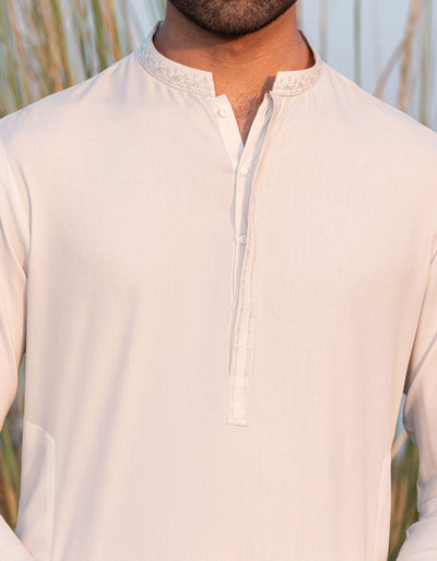 Blended White Shalwar Kameez - J. Junaid Jamshed