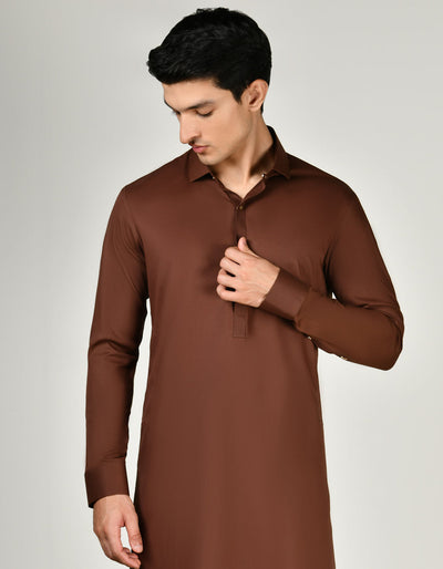 Blended Brown Shalwar Kameez - J. Junaid Jamshed