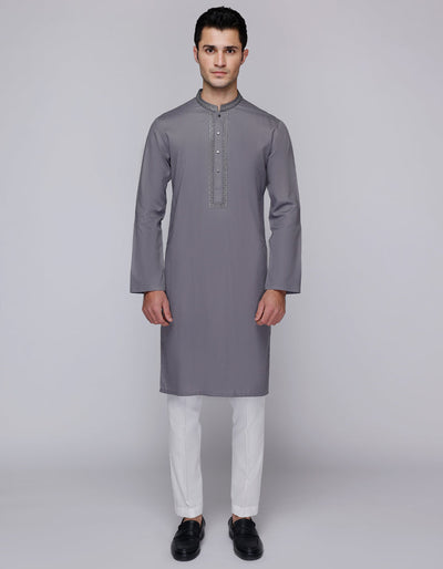 Blended Grey Kurta - J. Junaid Jamshed