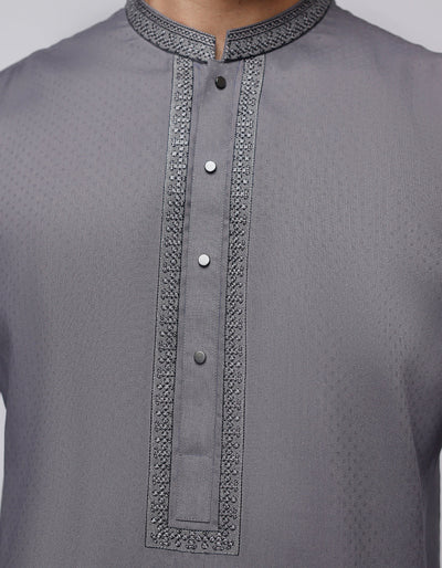 Blended Grey Kurta - J. Junaid Jamshed