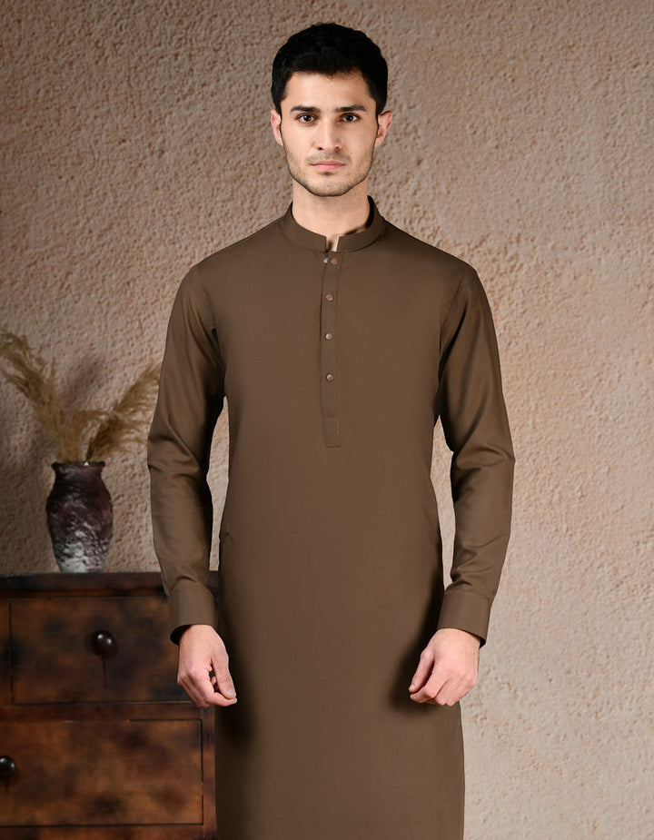 Polyester Brown Kurta Trouser - J. Junaid Jamshed