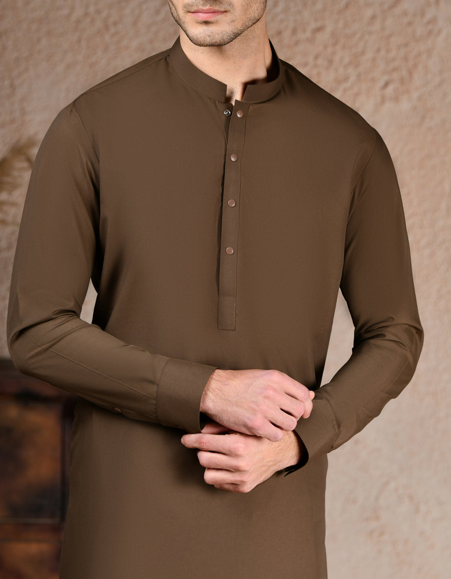 Polyester Brown Kurta Trouser - J. Junaid Jamshed