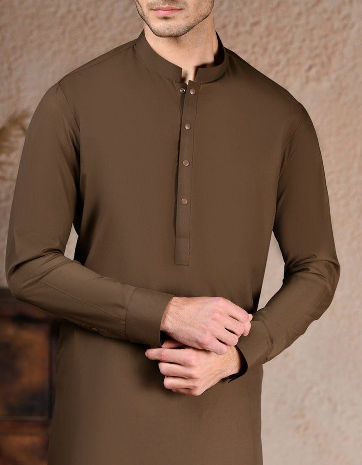 Polyester Brown Kurta Trouser - J. Junaid Jamshed