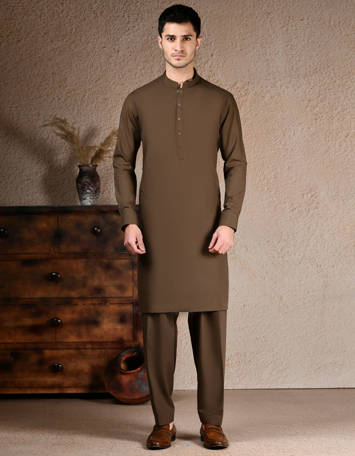 Polyester Brown Kurta Trouser - J. Junaid Jamshed