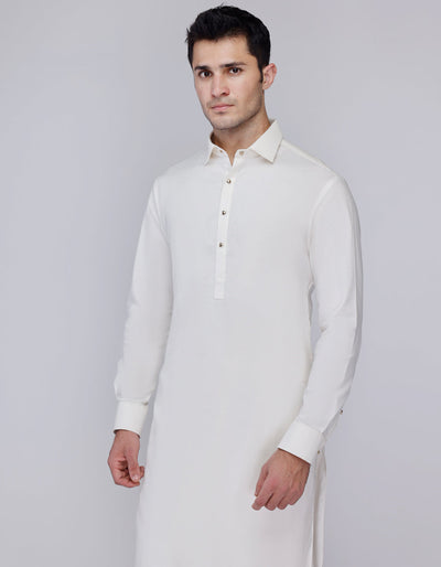 Cotton White Shalwar Kameez- J. Junaid Jamshed