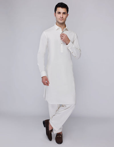Cotton White Shalwar Kameez- J. Junaid Jamshed