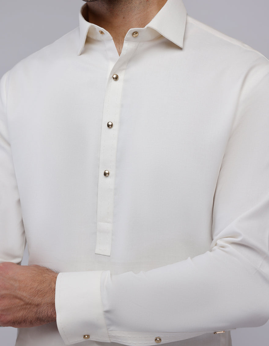 Cotton White Shalwar Kameez- J. Junaid Jamshed