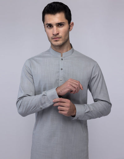 Cotton Grey Kurta Trouser - J. Junaid Jamshed