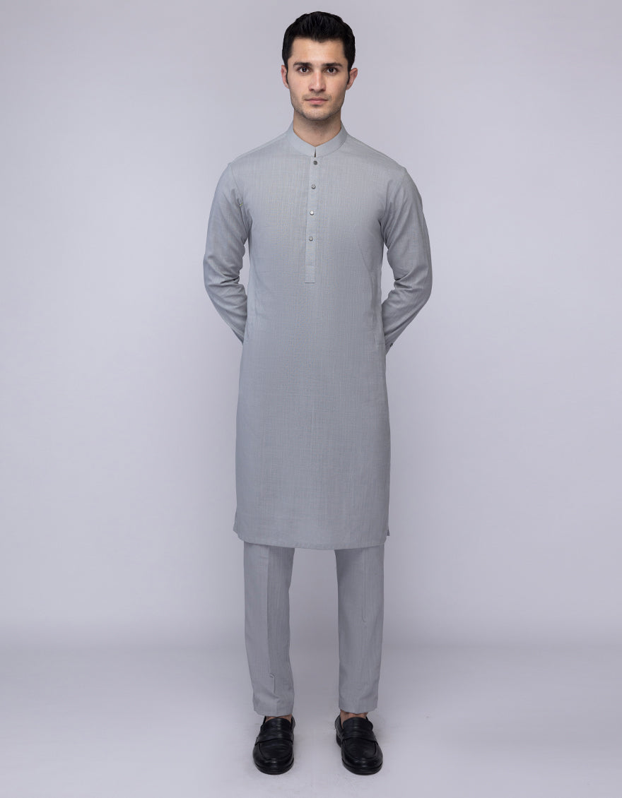 Cotton Grey Kurta Trouser - J. Junaid Jamshed