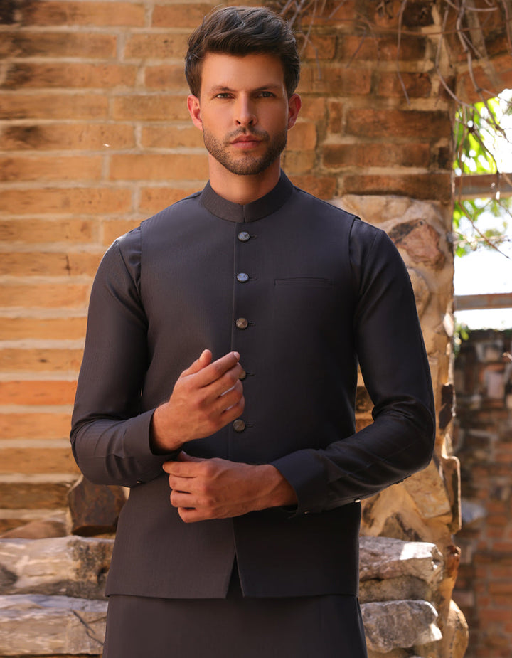 Blended Grey Shalwar Kameez - J. Junaid Jamshed