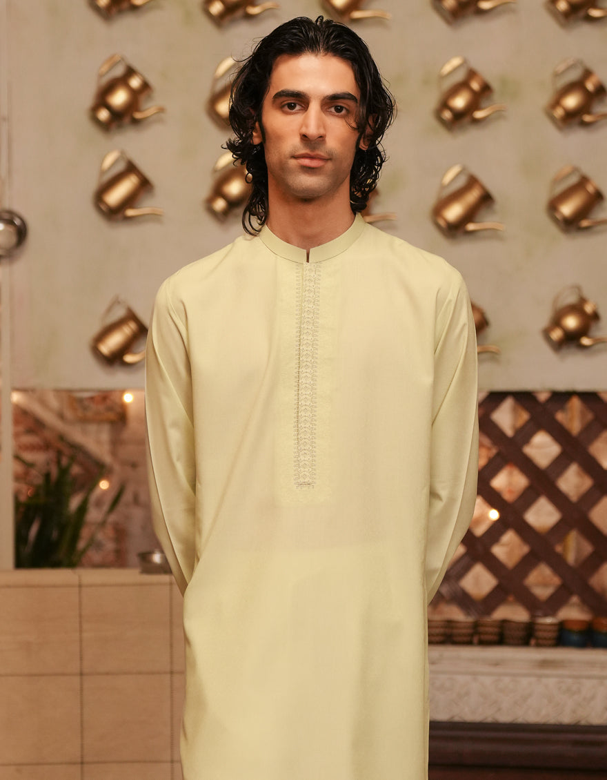Blended Green Kurta - J. Junaid Jamshed