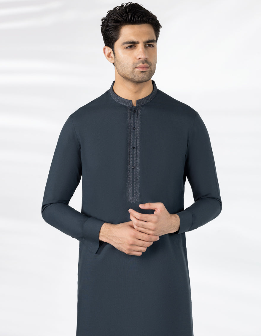 Blended Emerald Green Kurta Trouser - J. Junaid Jamshed