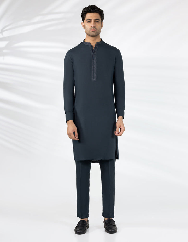 Blended Emerald Green Kurta Trouser - J. Junaid Jamshed