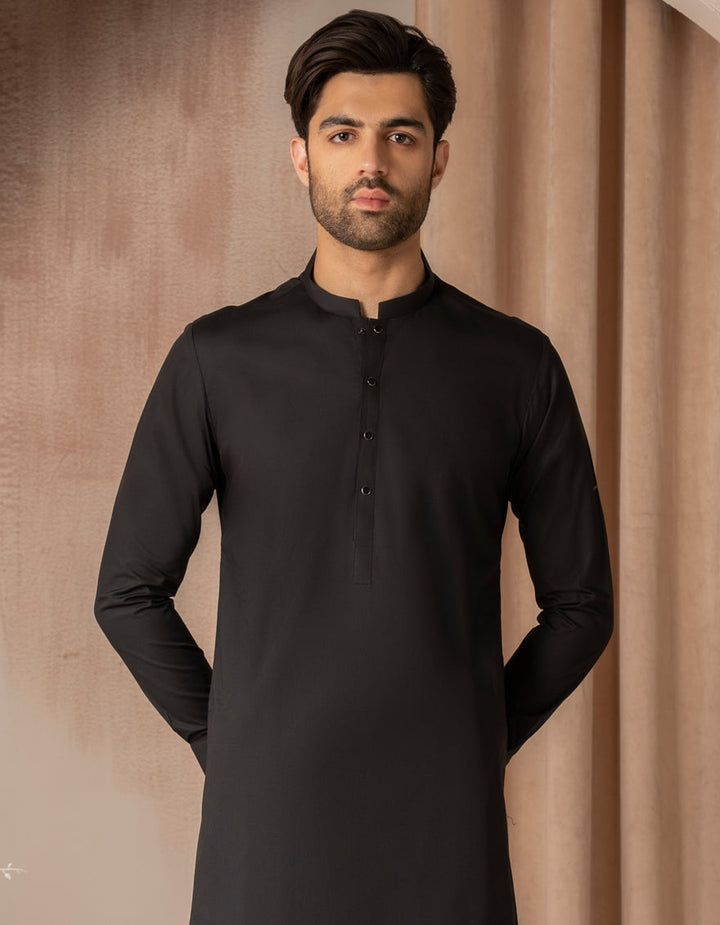Blended Black Shalwar Kameez - J. Junaid Jamshed