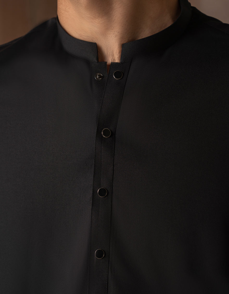 Blended Black Shalwar Kameez - J. Junaid Jamshed