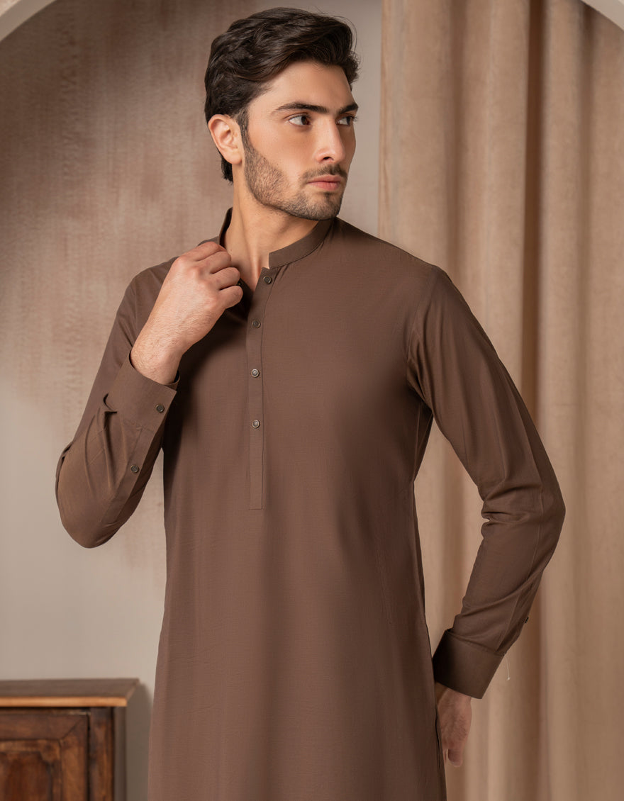 Cotton Brown Shalwar Kameez - J. Junaid Jamshed