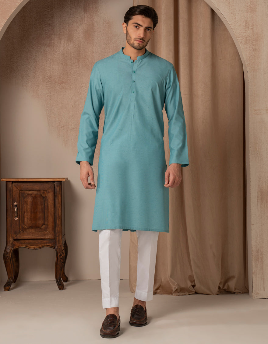 Blended Green Kurta - J. Junaid Jamshed