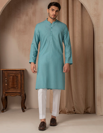 Blended Green Kurta - J. Junaid Jamshed