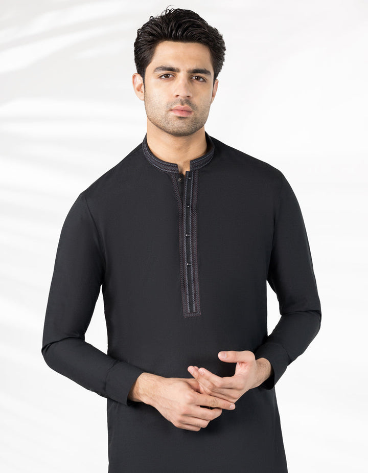 Polyester Black Kurta Trouser - J. Junaid Jamshed