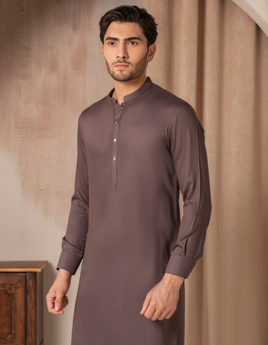 Blended Dull Purple Shalwar Kameez - J. Junaid Jamshed