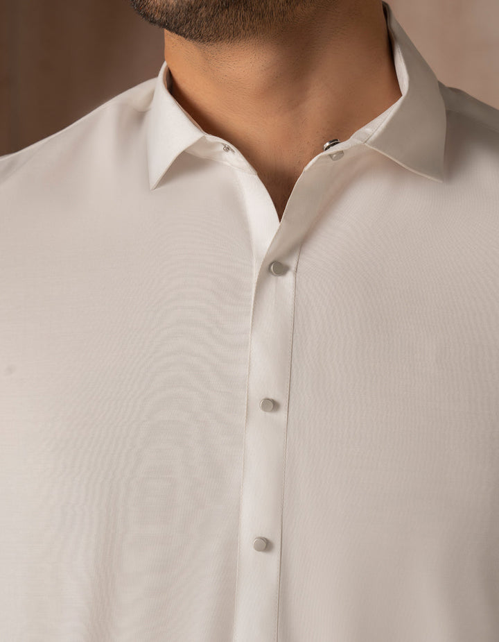 Blended White Shalwar Kameez - J. Junaid Jamshed