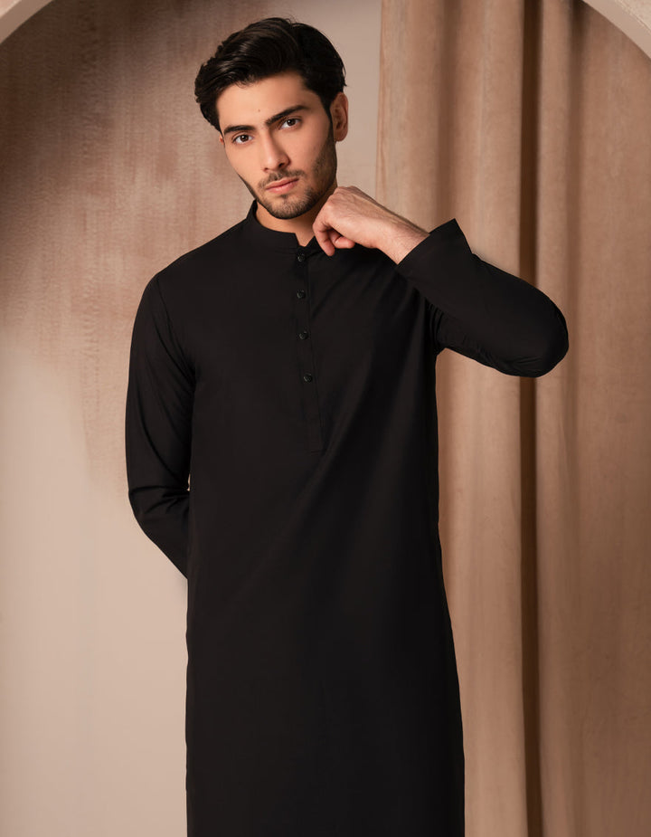 Blended Black Kurta Trouser - J. Junaid Jamshed
