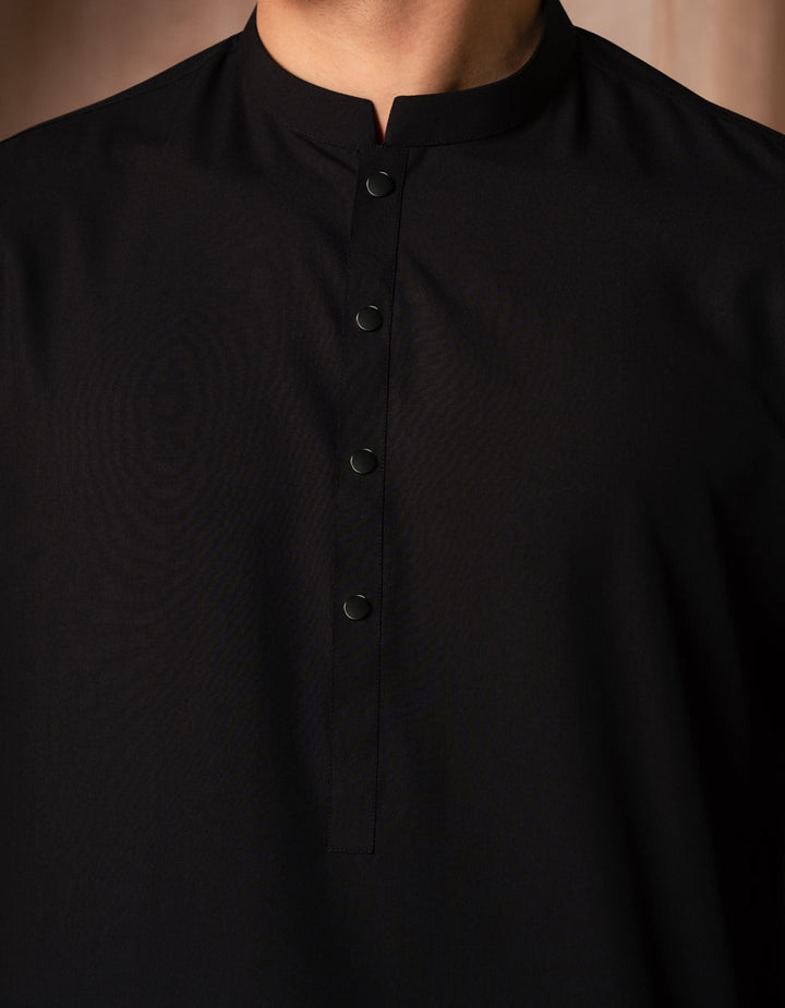 Blended Black Kurta Trouser - J. Junaid Jamshed