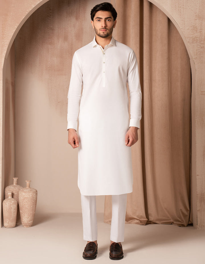 Cotton White Kurta Trouser - J. Junaid Jamshed