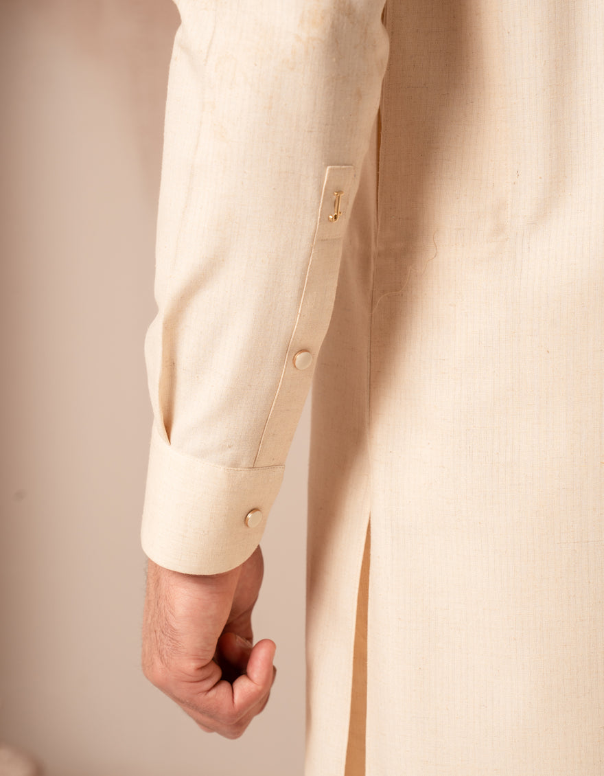 Blended Cream Kurta Trouser - J. Junaid Jamshed