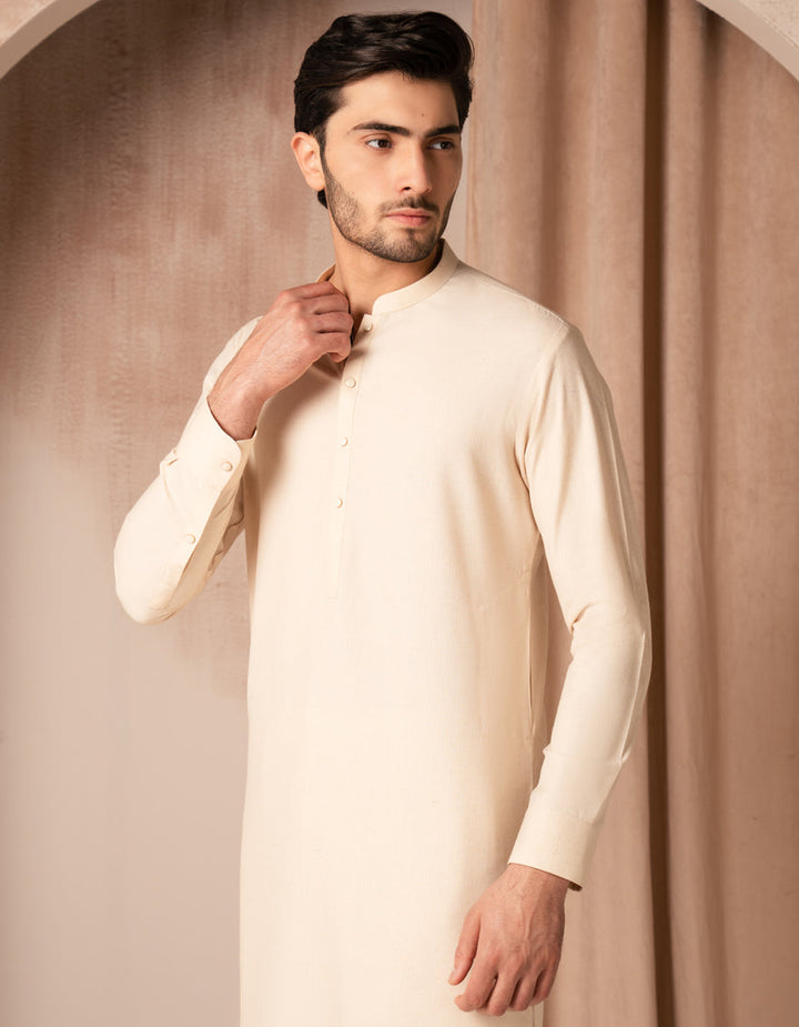 Blended Cream Kurta Trouser - J. Junaid Jamshed