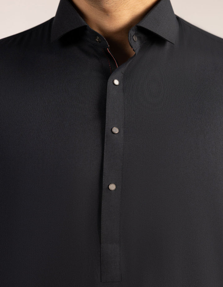 Blended Charcoal Grey Kurta Trouser - J. Junaid Jamshed