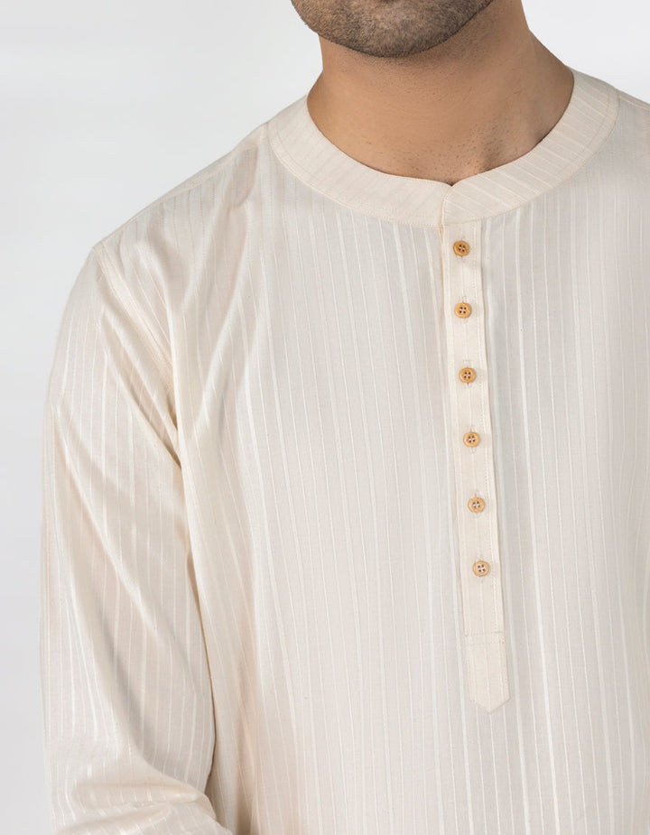 Cotton Cream Kurta - J. Junaid Jamshed