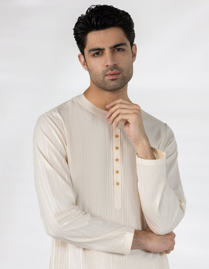 Cotton Cream Kurta - J. Junaid Jamshed