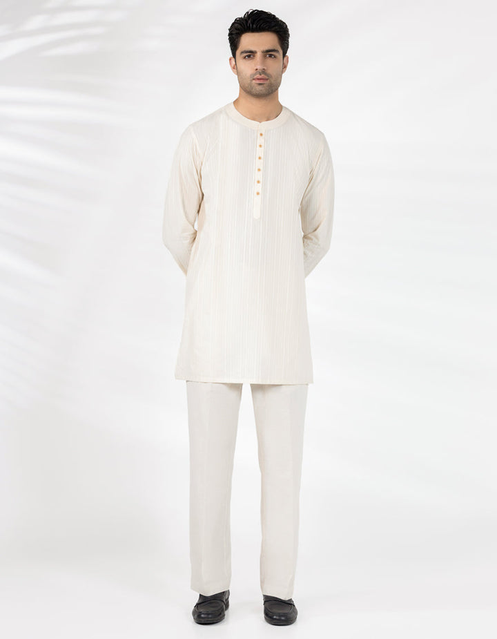 Cotton Cream Kurta - J. Junaid Jamshed