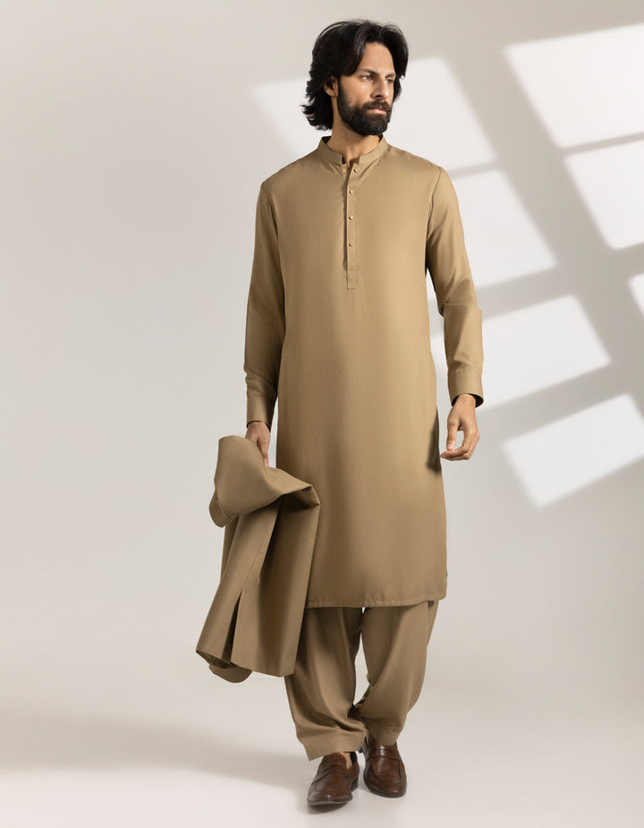 Blended Brown Shalwar Kameez - J. Junaid Jamshed