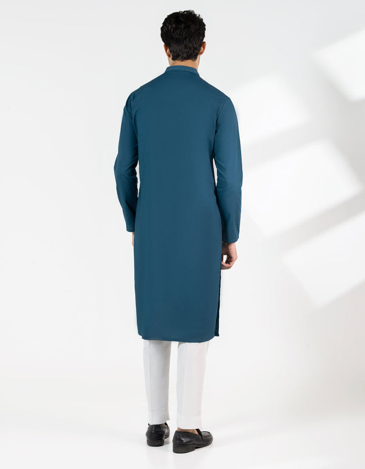 Blended Teal Blue Kurta - J. Junaid Jamshed